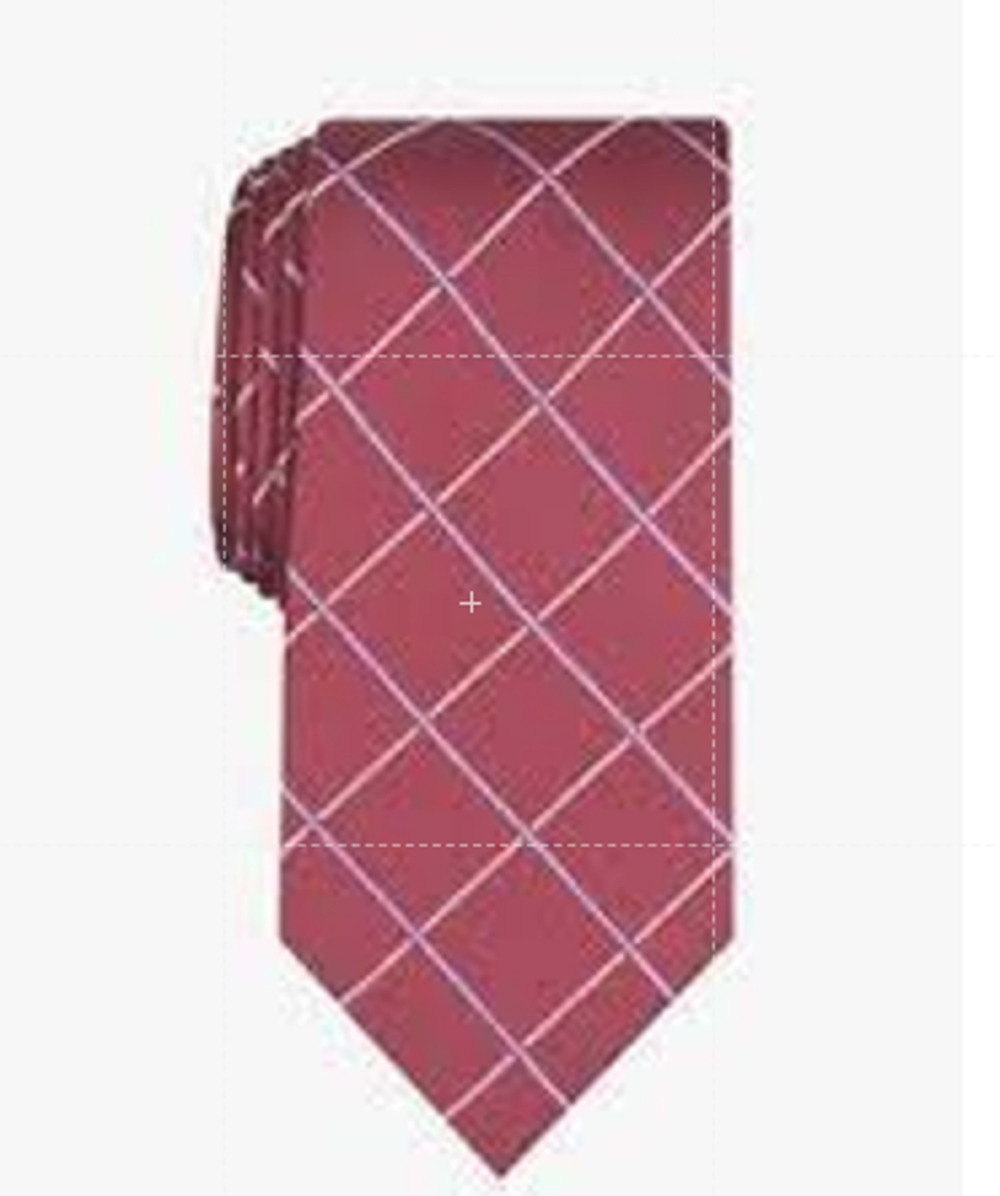 Club Room Tie Men's Burgundy Canton Grid Plaid Silk Blend Classic Necktie New